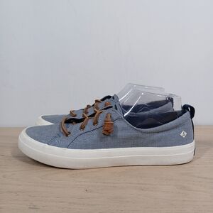 Sperry Blue Canvas Lace-Up Boat Sneakers with Leather‎ Laces  945